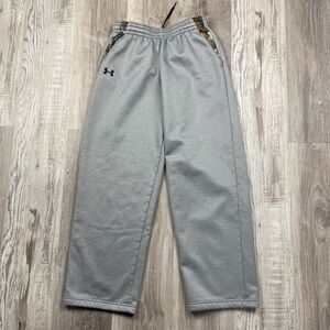 Under Armour Fleece Sweatpants Youth XL Gray Camo Drawstring Straight Leg Storm